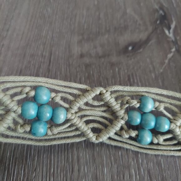 Woven Tan Beaded Tie Belt - Picture 6 of 6